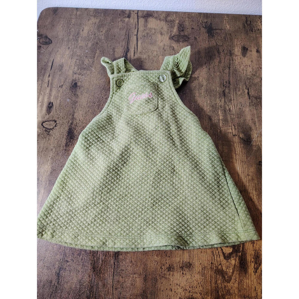 Baby Girl 24 mo  Guess overall Dress Mint Green Front Pocket quilted diamond